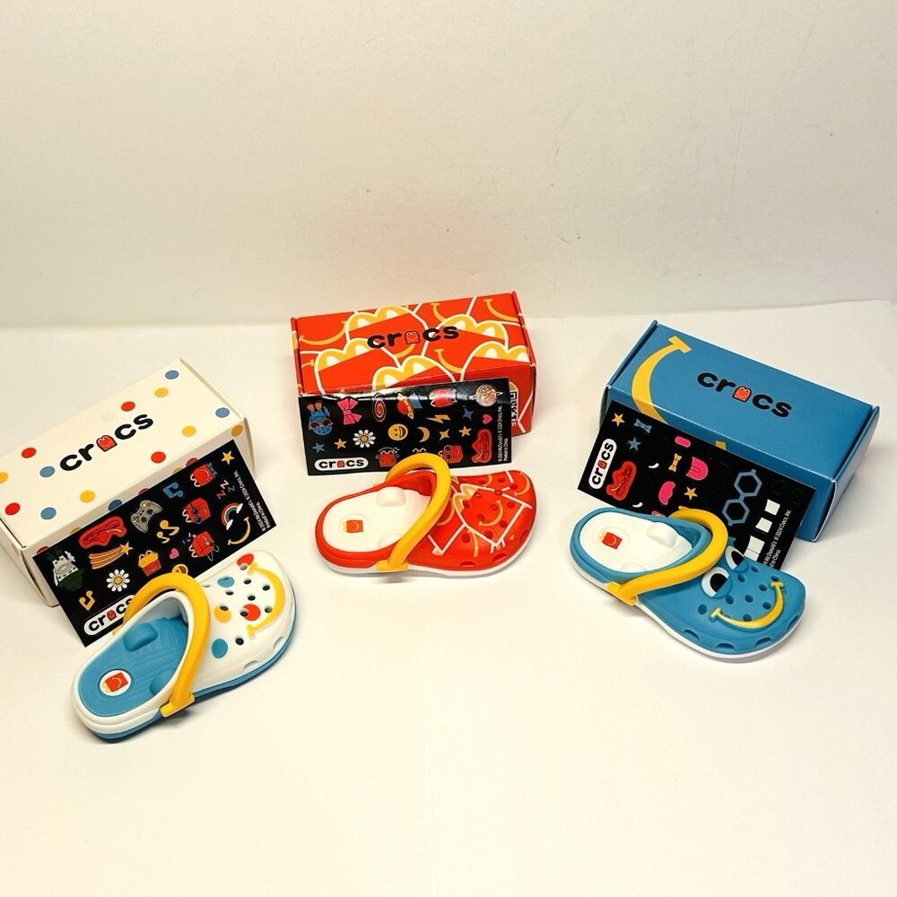 McDonald’s LOT OF 3 Crocs Toys Happy Meal Colorful Dots #1 #2 #6 Keychains 2024